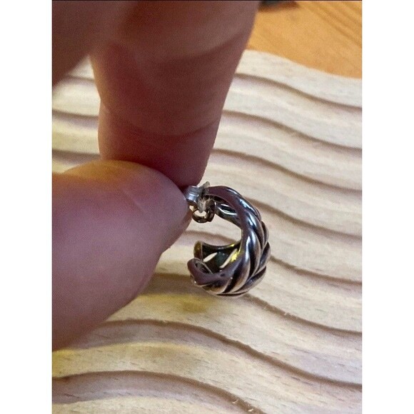 VTG Sterling Silver 925 NVC Half Hoop Open Work Braided Earrings Boho Minimalist - Picture 11 of 15